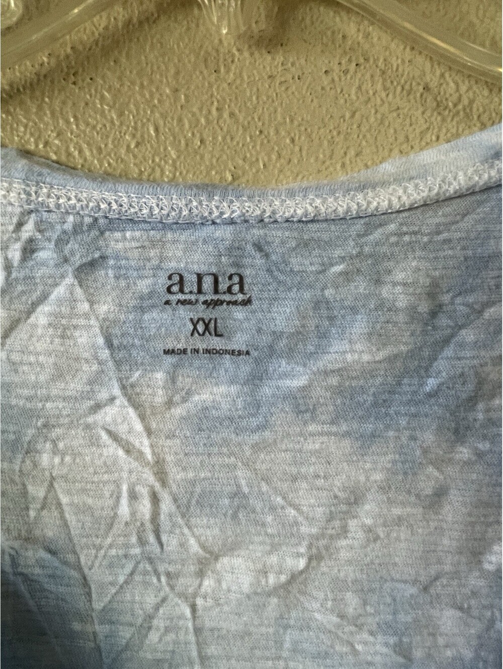 Plus Size Women’s T-Shirt 2XL ANA Xxl Blue White Tie-Dye Look Short Sleeve - Picture 5 of 7